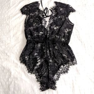 Black Lace Teddy/bodysuit/lingere